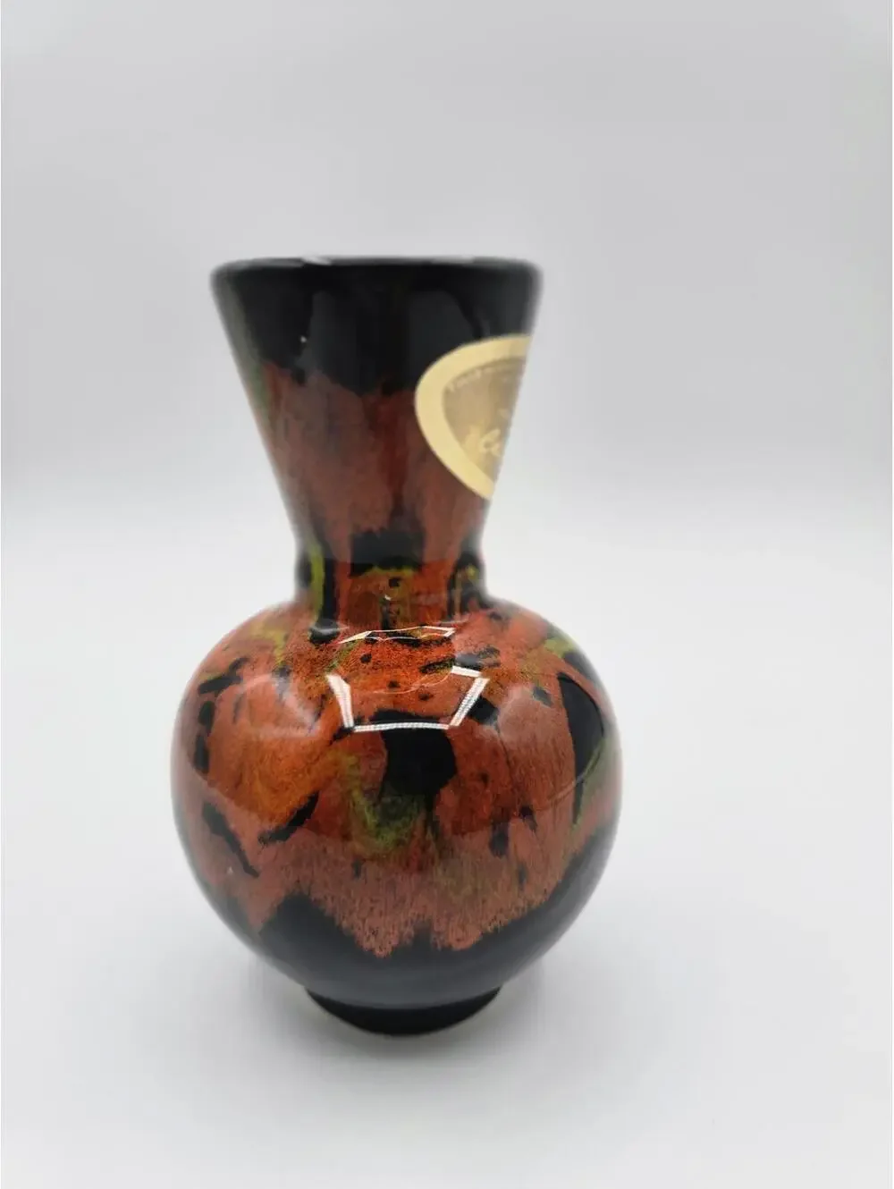 Vintage MCM California Originals Drip Glaze Vase Black Orange Green